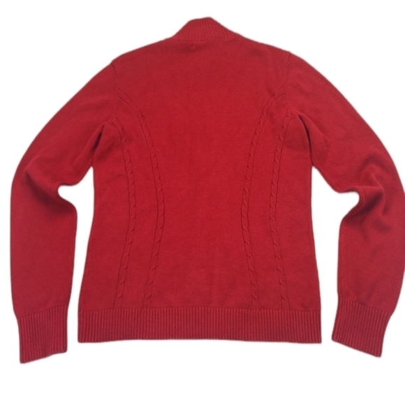 Tommy Hilfiger Full Zip Long Sleeve Sweater Jacket Cable Knit Red, Size Medium - Picture 2 of 15